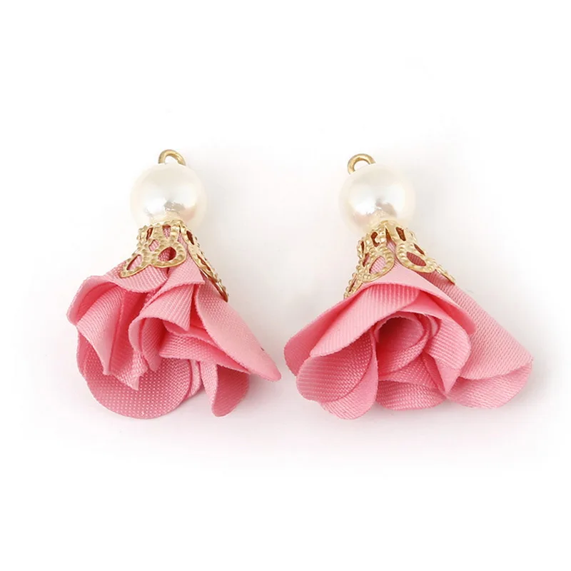 2018 New Fashion 30mm Fabric Tassels Imitation Pearl Flower Tassel Charms Pendant for DIY Earring Necklace Jewelry Making | Украшения и