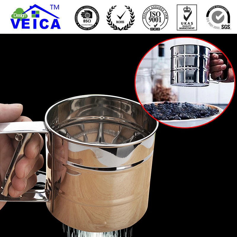 1 шт. высокое качество форма чашки сито для муки из нержавеющей стали сетка