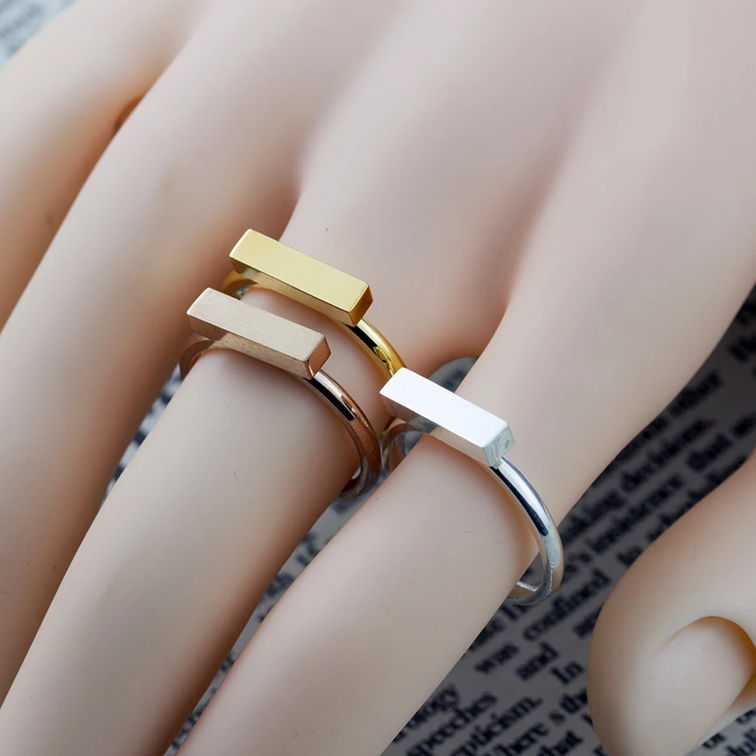 2017 New BFF Minimal Thin Cubic Bar Rings For Women Men's Boho Jewelry Stainless Steel Gold Silver Color Ring Friendship Gifts|bar ring|rings for