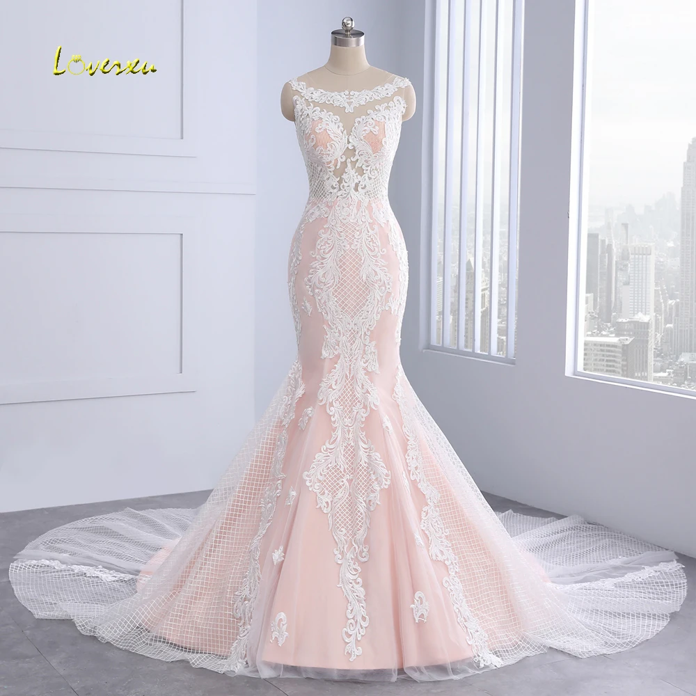Loverxu Vestido De Noiva кружевное свадебное платье русалки 2019 сексуальное винтажное труба