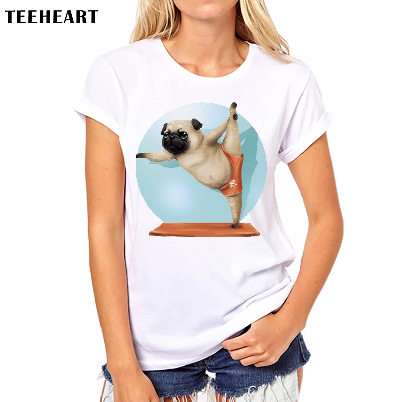 TEEHEART хиппи танцевал мопса Смешные Милые Животные свободные женские круглый