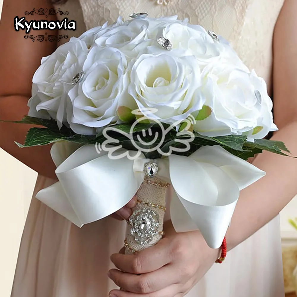 Kyunovia искусственные цвета слоновой кости Розы Свадебные украшения цветок ручной