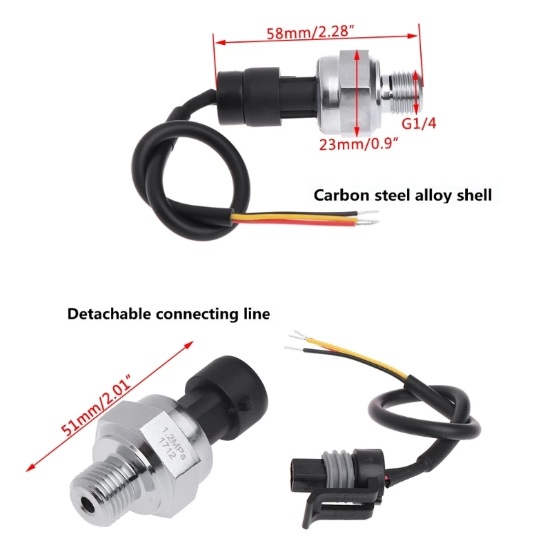 

5V G1/4 1.2 MPa 150PSI Pressure Transmitter Water Gas Oil Fuel Pressure Sensor