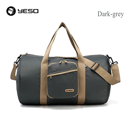 Dark grey nylon YESO, большая Вместительная дорожная сумка, водонепроницаемая, дорожная сумка для путешествий, складная сумка-тоут, унисекс, ручная сумка для багажа, нейлоновая складная сумка на плечо - Цвет: Dark grey nylon
