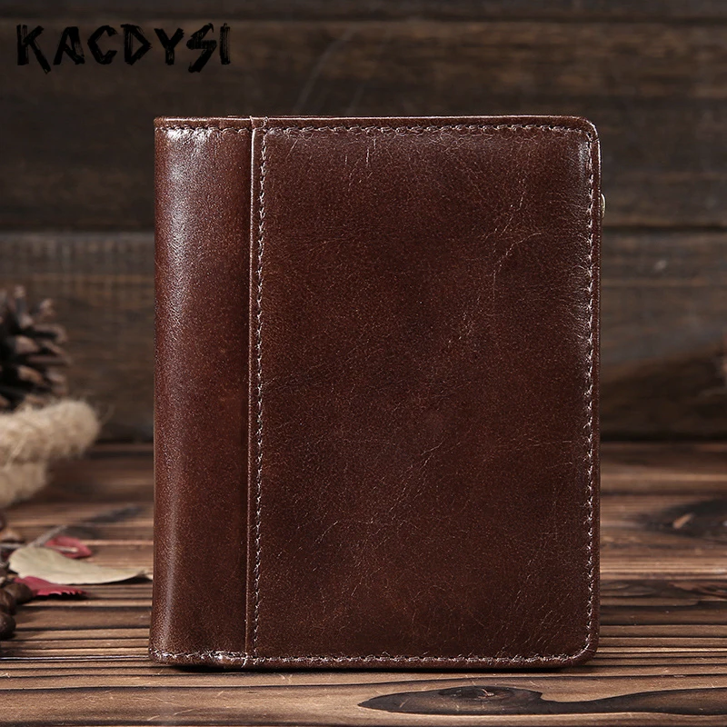 Оригинальный мужской кошелек из вощеной кожи Ретро стиль бумажник для карт