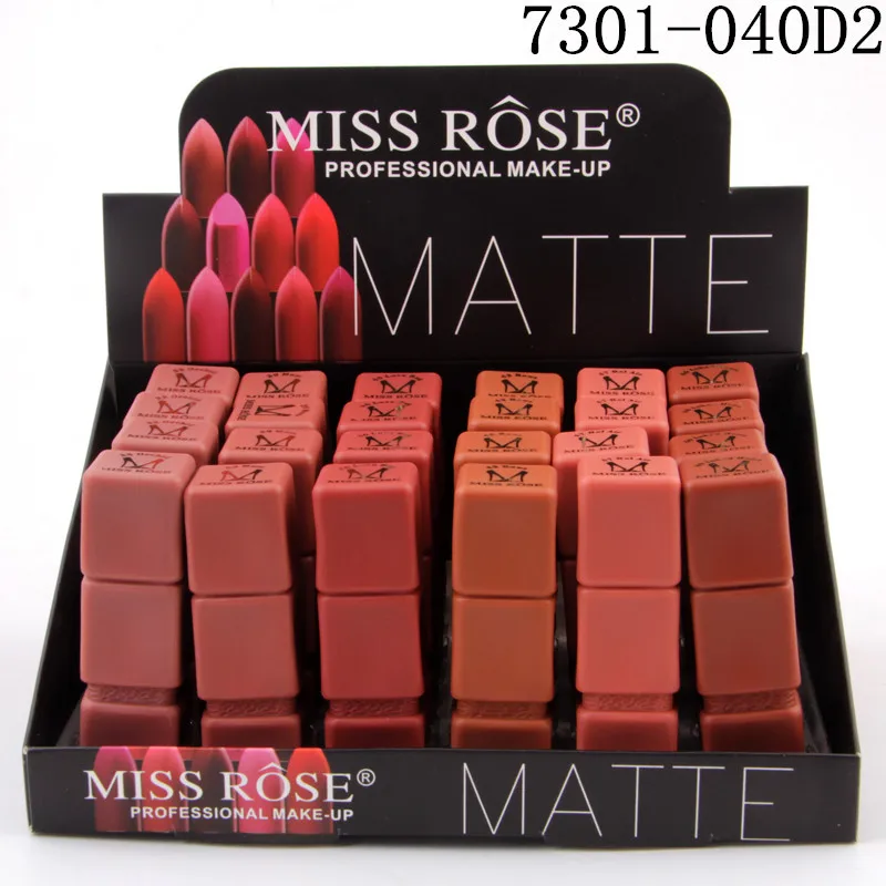 MISS ROSE 24 шт. в одном наборе матовая губная помада легкая в цвет губная помада легкий макияж Подставка для косметики
