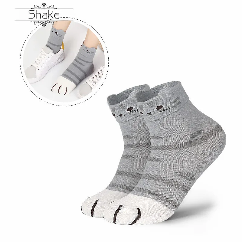 Встряхните женские хлопковые короткие носки с кошками носочки рисунком когтей