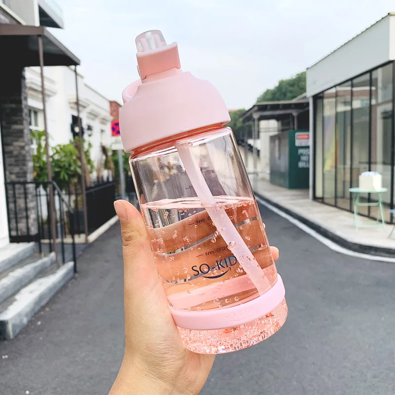 1098 Pink 550 мл бутылка для воды для детей, детская мини-бутылка для воды с соломинкой, спортивные бутылки, сертифицированные FDA, для пеших прогулок, кемпинга, без BPA, H1151 - Цвет: 1098 Pink