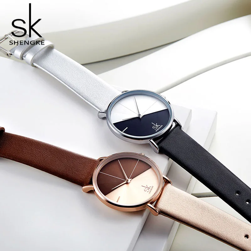 Shengke Винтаж женские наручные часы кожаные необычные relojes para mujer relogio feminino|Женские