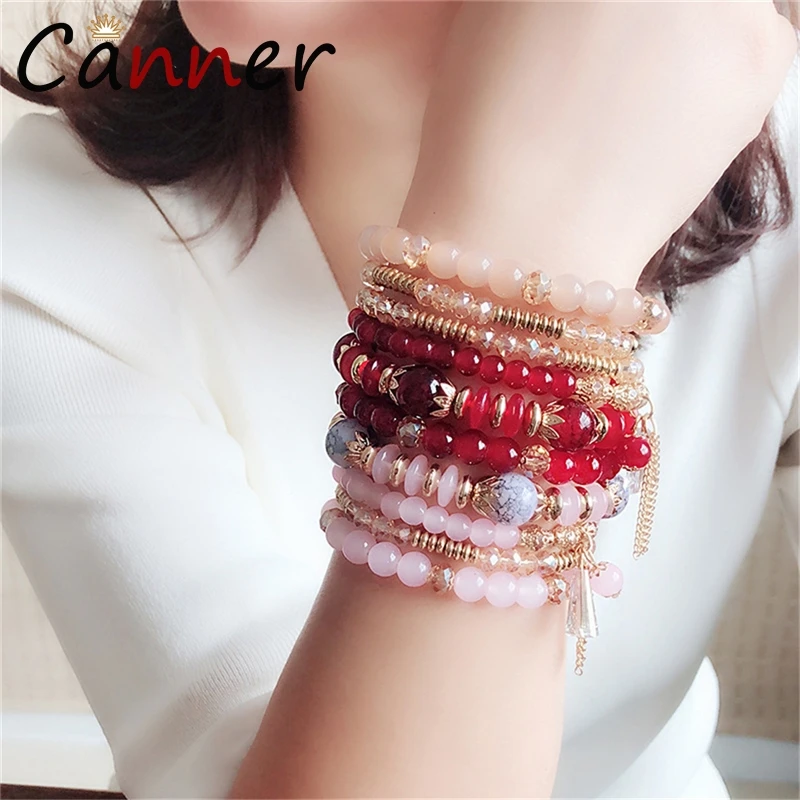 Женский браслет с бусинами CANNER богемский многослойный кристаллами из