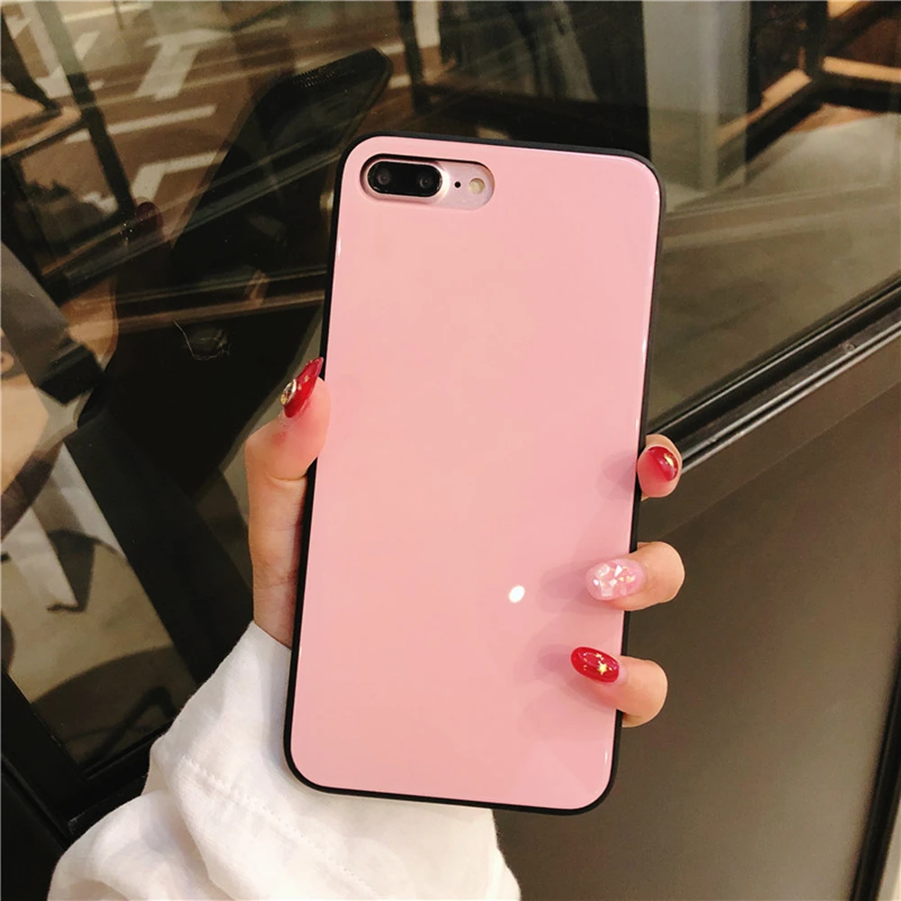 2 шт. для iphone X Стекло чехол 6 s 78 10 8 7 S плюс роскошный защитная крышка Розовый