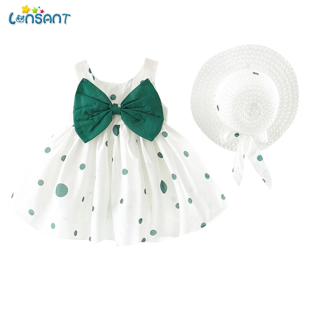 Летнее хлопковое платье в горошек для девочек без рукавов|Платья| |