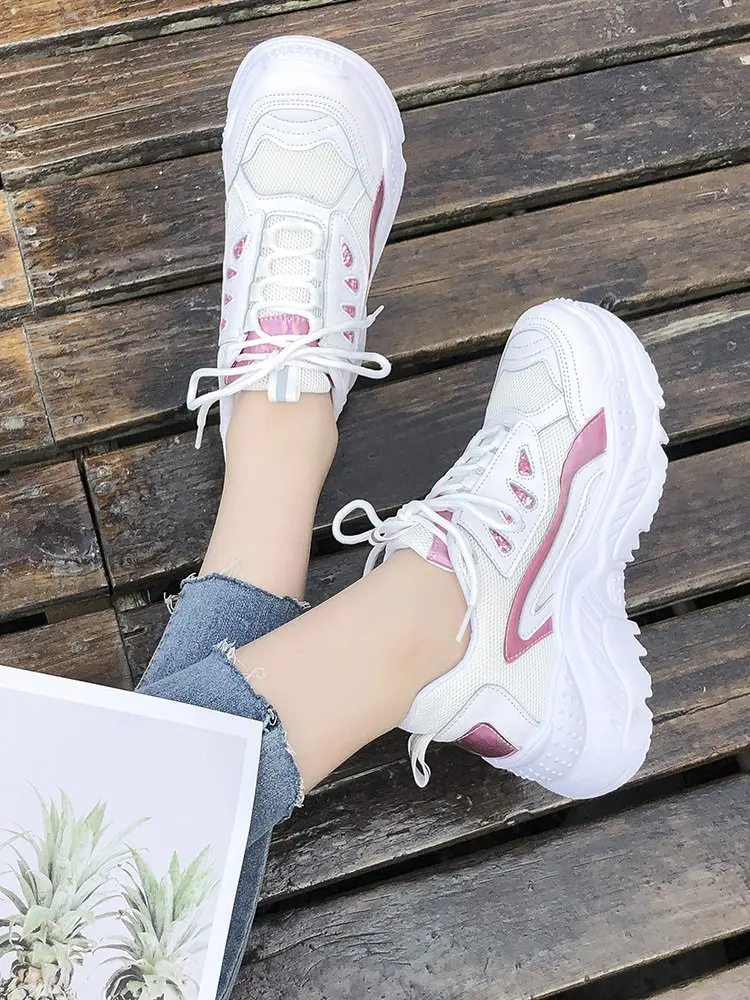 Mhysa Women Sneakers Fashion Casual Shoes Woman Comfortable Breathable Mesh Flats Female Platform vulcanized shoes T1092