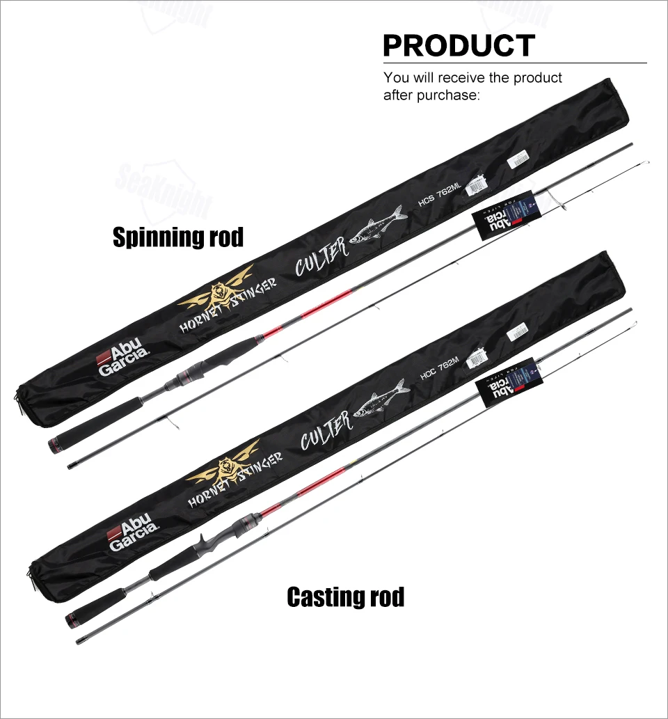 Оригинальная Удочка Abu Garcia Hornet Stinger, спиннинг, литье, приманка, Удочка 2,29 м, 2,44 м, углеродная M ML, силовая удочка, направляющие кольца FUJI, Эва ручка
