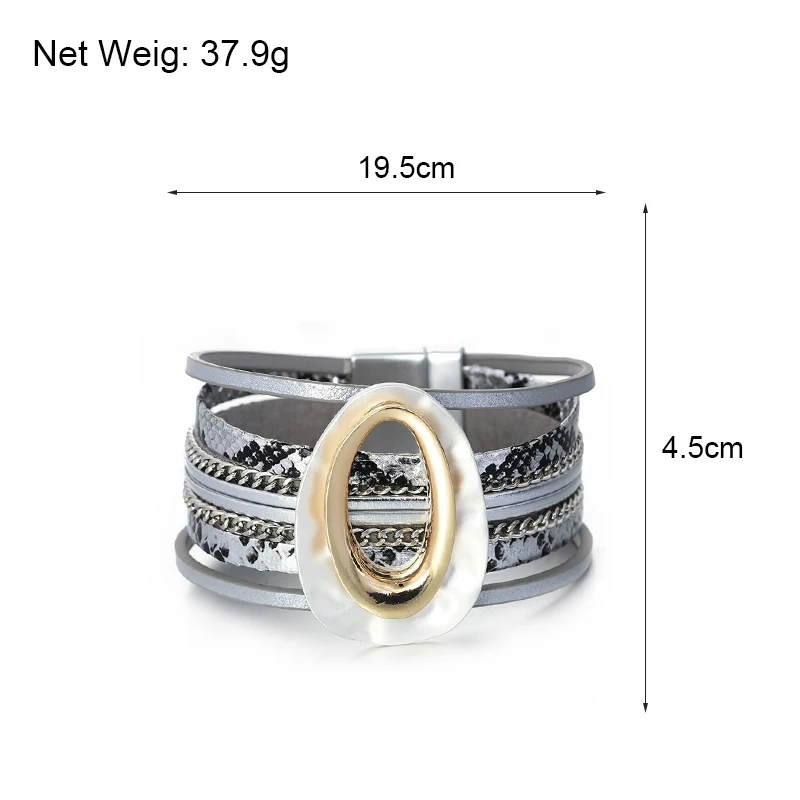 Женские кожаные браслеты ALLYES Овальный Шарм Змеиный узор модный элегантный