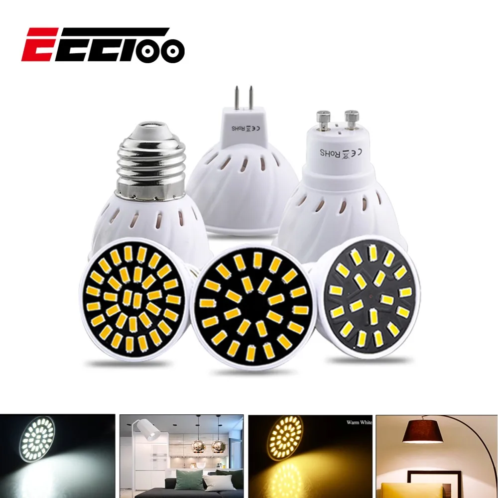 Светодиодная лампа EeeToo GU10 E27 MR16 светодиодная AC220V 110 В теплый белый прожектор 5 Вт 7 9