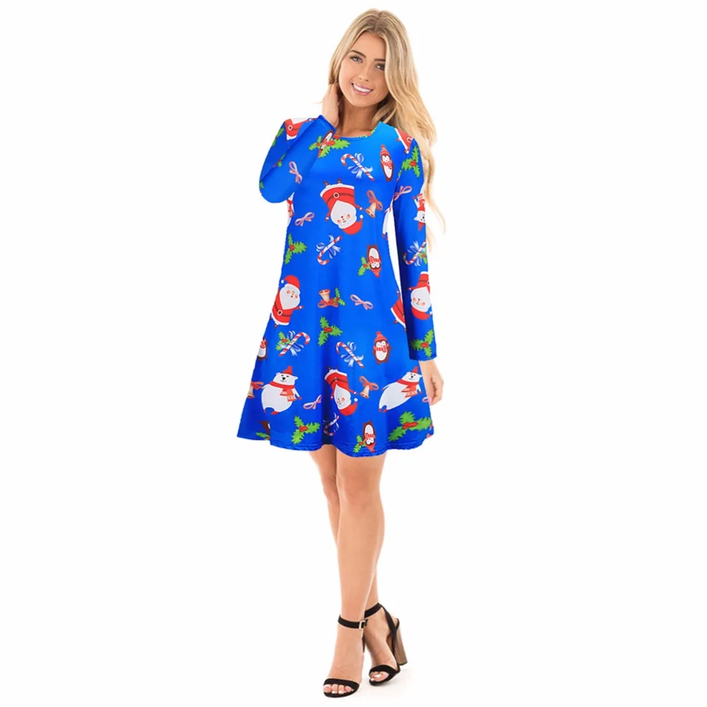 Платье на осень и зиму женские с длинными рукавами круглым вырезом