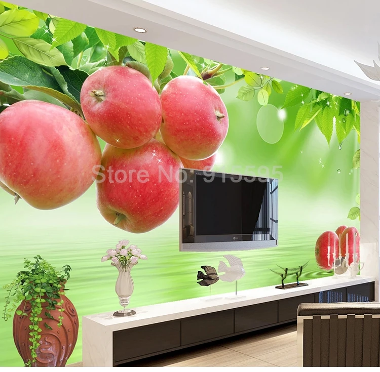 Custom Self-adhesive Wallpaper Fresh Fruit Large Mural TV Background Wall Painting Living Room Home Decoration Stickers For Wall