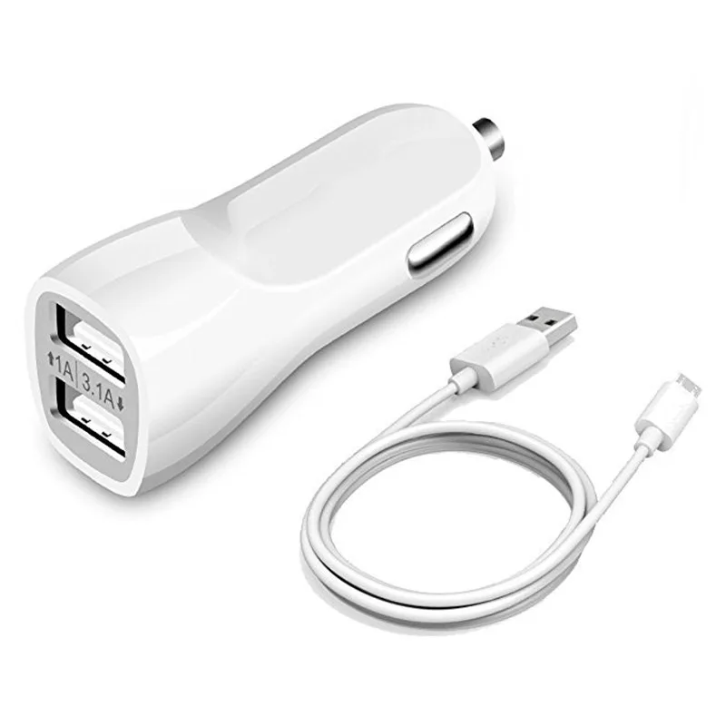 2 usb Автомобильное зарядное устройство + micro зарядка для huawei p smart 6c pro samsung galaxy s6 s7 a3 a5