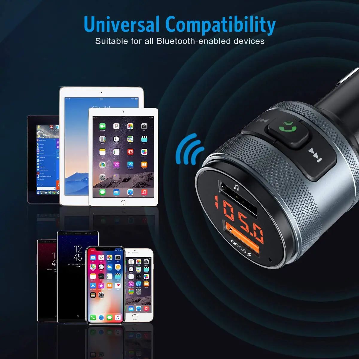 SRUIK Bluetooth fm-передатчик QC3.0 автомобильный fm-адаптер с двумя usb-портами зарядное устройство для громкой связи автомобильный комплект ручка-накопитель с зарядным устройством