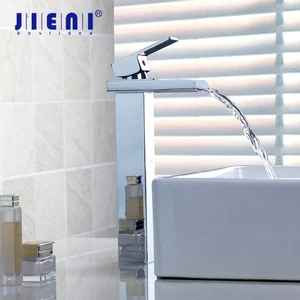 Новый кран с одной ручкой для ванной комнаты, хромированная раковина, водопад, латунный смеситель, туалетный кран с широким носиком