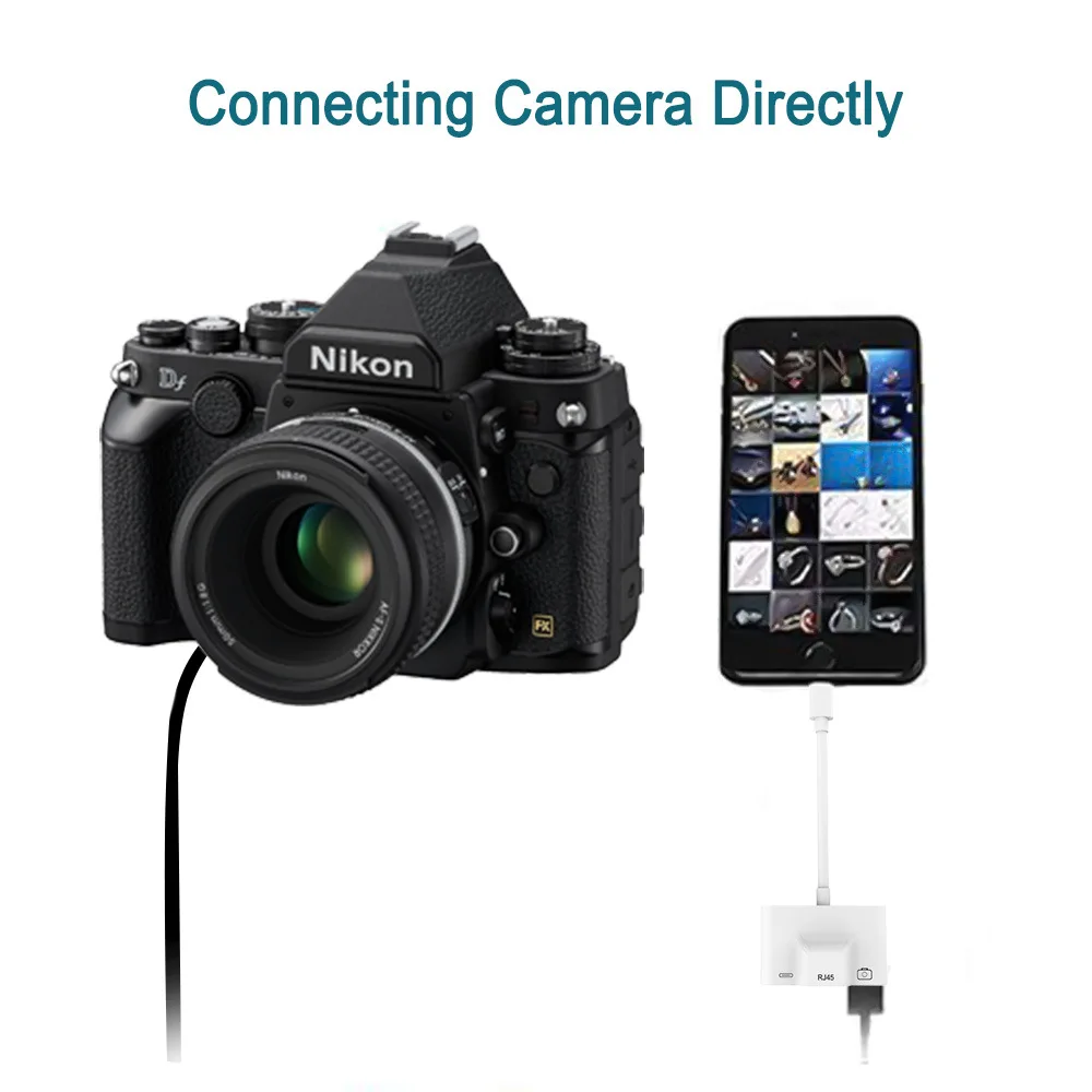 RJ45 Ethernet LAN проводной сетевой адаптер компактный для iPhone Ethernet адаптер для кабель для IPad зарядное устройство Многофункциональный USB порт 3 в 1