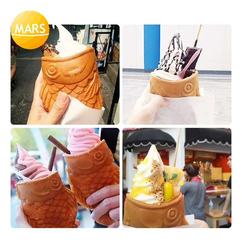 Корейский уличный пищевой аппарат Taiyaki мороженое рыба вафельный конус