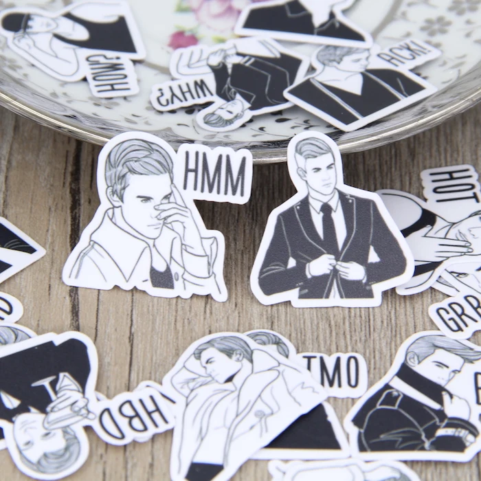 

40pcs Waterproof Cool Men Decorative DIY Scrapbooking Sticker Pack for Gift Diary Record Journaling Phone Case Notebook