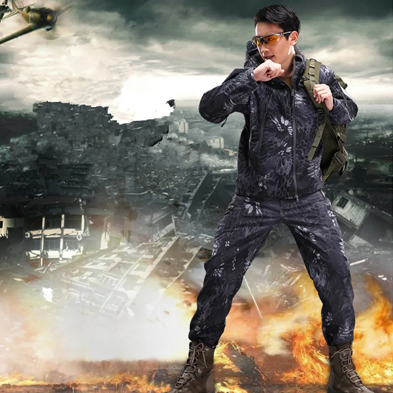 Мужская армейская куртка MEGE камуфляжная флисовая толстовка на зиму/Осень/зиму |