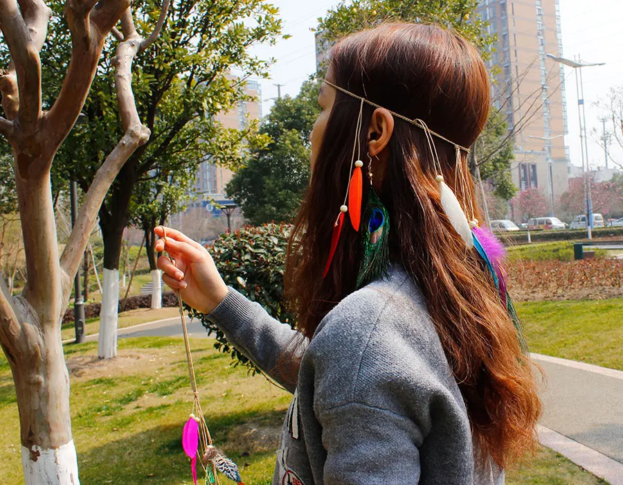 F & U карнавал фестиваль Павлин висячие серьги золотистого цвета Богемские