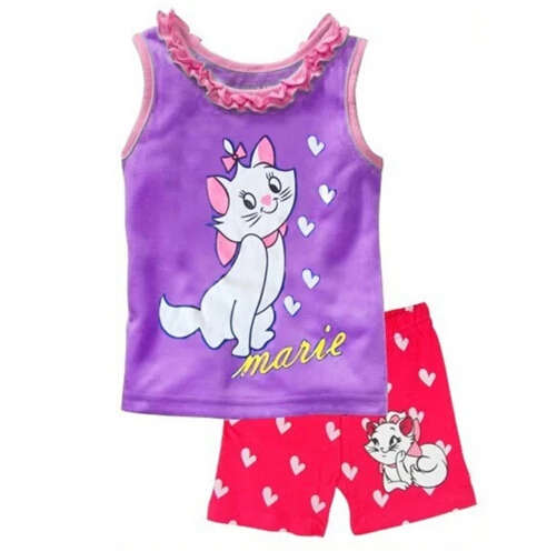 2017 Lovely Children Cartoon Pajamas Set Summer Sleeveless Kids Character Clothing Sets For Boy Girls pijama 2-7YEAR | Мать и ребенок