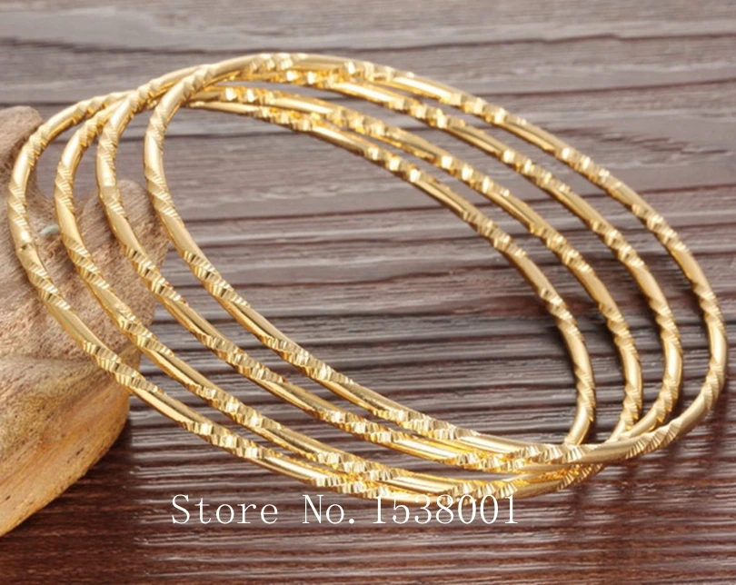 4 шт./лот оптовая продажа резной простой желтый золотистый женский браслет