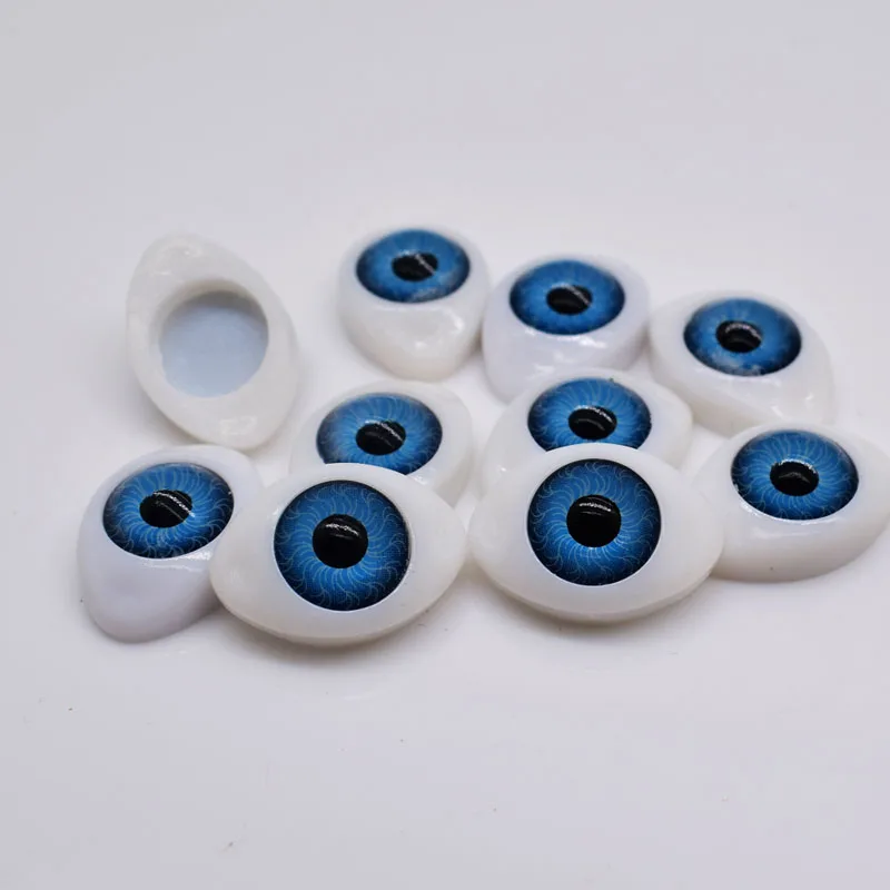 Blue 20 шт.(10 пар) Овальные Плоские Пластиковые глаза BJD для фарфора или куклы Reborn для изготовления DIY принадлежностей - Цвет: Blue