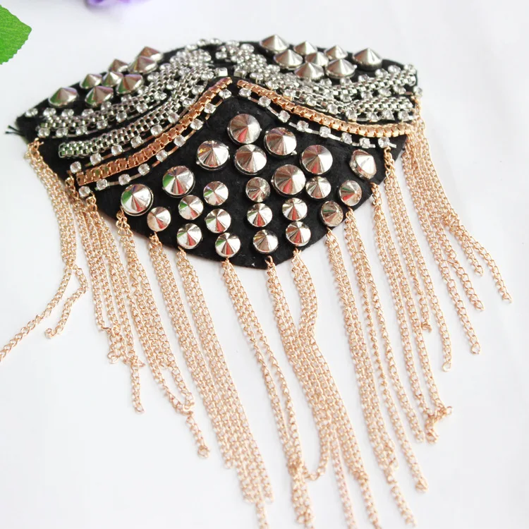 2 шт. значки с бахромой из бисера нашивки заклепками Аппликации для одежды