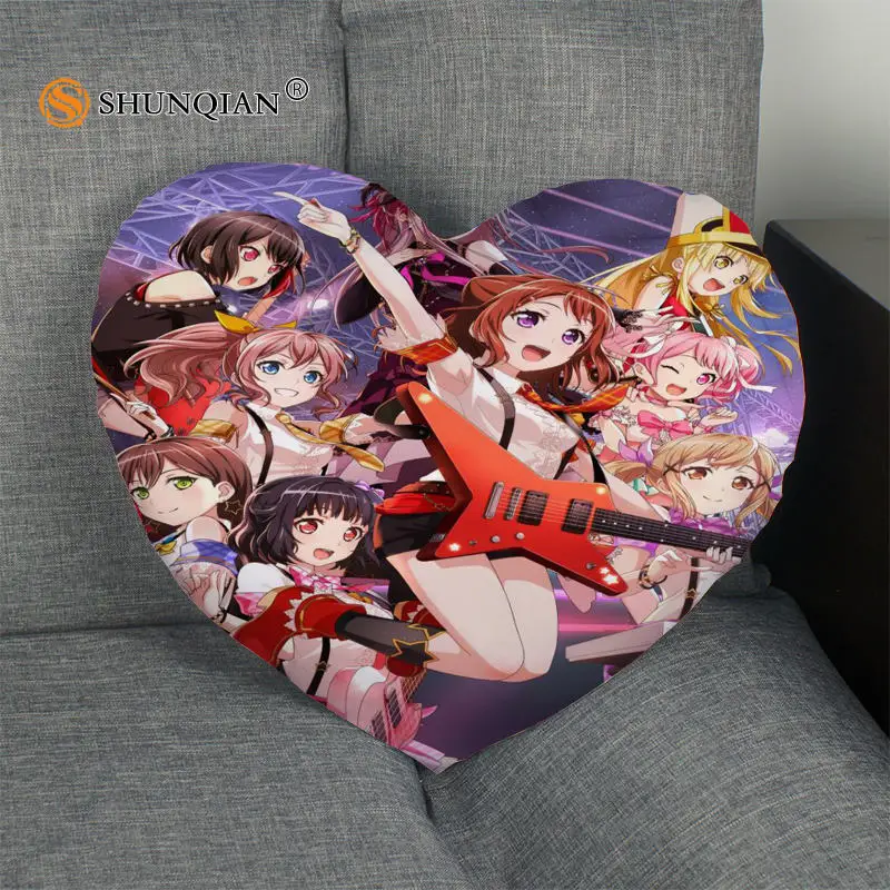 Bang dream! Наволочка в форме сердца на молнии размер 41x36 см 47x42 см|pillow cover custom|pillow covercustom