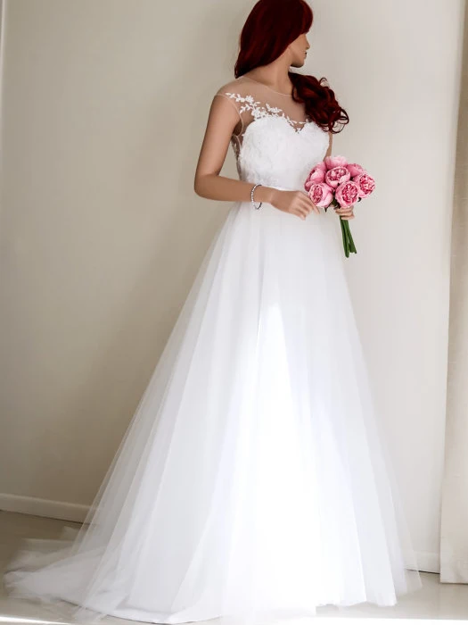 

Simple Beach Vestido De Noiva Wedding Dresses A-line Backless Beads Tulle Lace Dubai Arabic Boho Wedding Gown Bridal Dresses