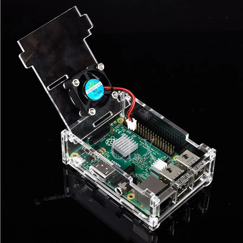Raspberry PI 3B+ прозрачный акриловый Футляр Чехол Корпус коробка с вентилятором для Raspberry PI Модель B и Модель B