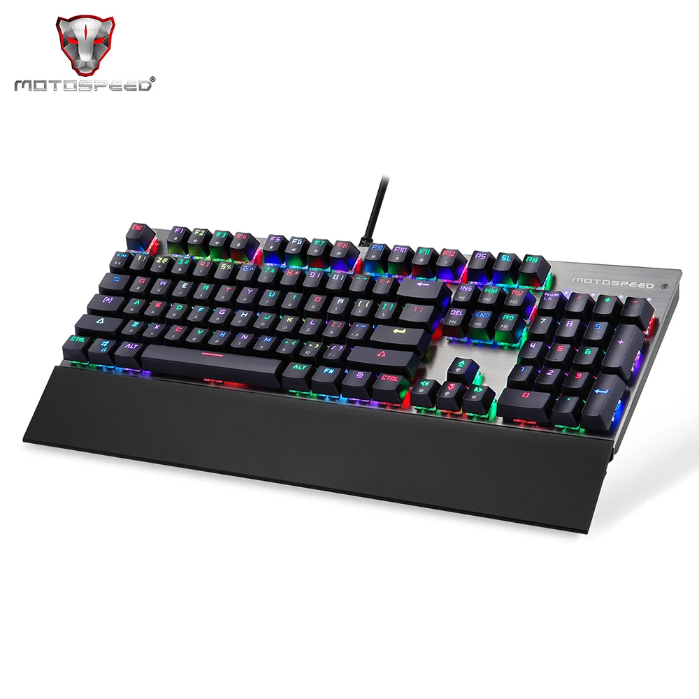 Motospeed CK108 игровая клавиатура с 104 кнопками синий переключатель RGB подсветка