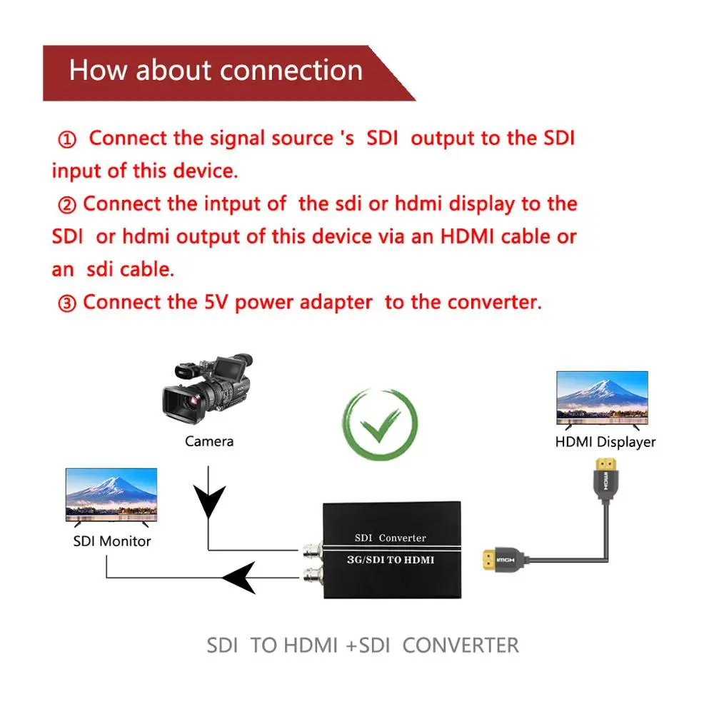 SDI к конвертеру HDMI to аудио De embedder Поддержка 3G HD SD Обнаружение формата и стерео