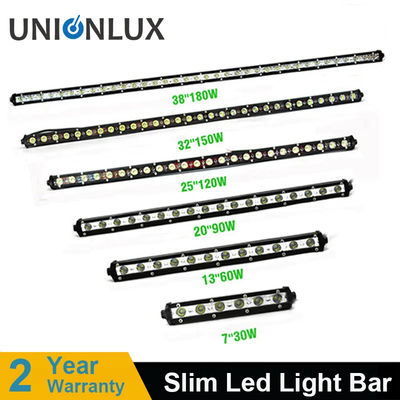 

7" 13" 20" 25" 32" 38'' Straight Slim LED Light Bar Single Row 60W 90W 120W 150W 180W For SUV 4X4 ATV Off Road LED Work Light