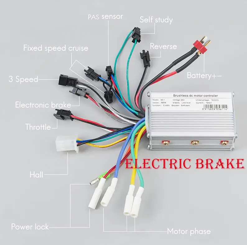 Electric 36V 250W Bicicleta Электрический контроллер 24 в 36 в 48 в 250 Вт 350 Вт 15A бесщеточный мотор-редуктор, контроллер, комплект для переоборудования электрического велосипеда - Цвет: Electric 36V 250W