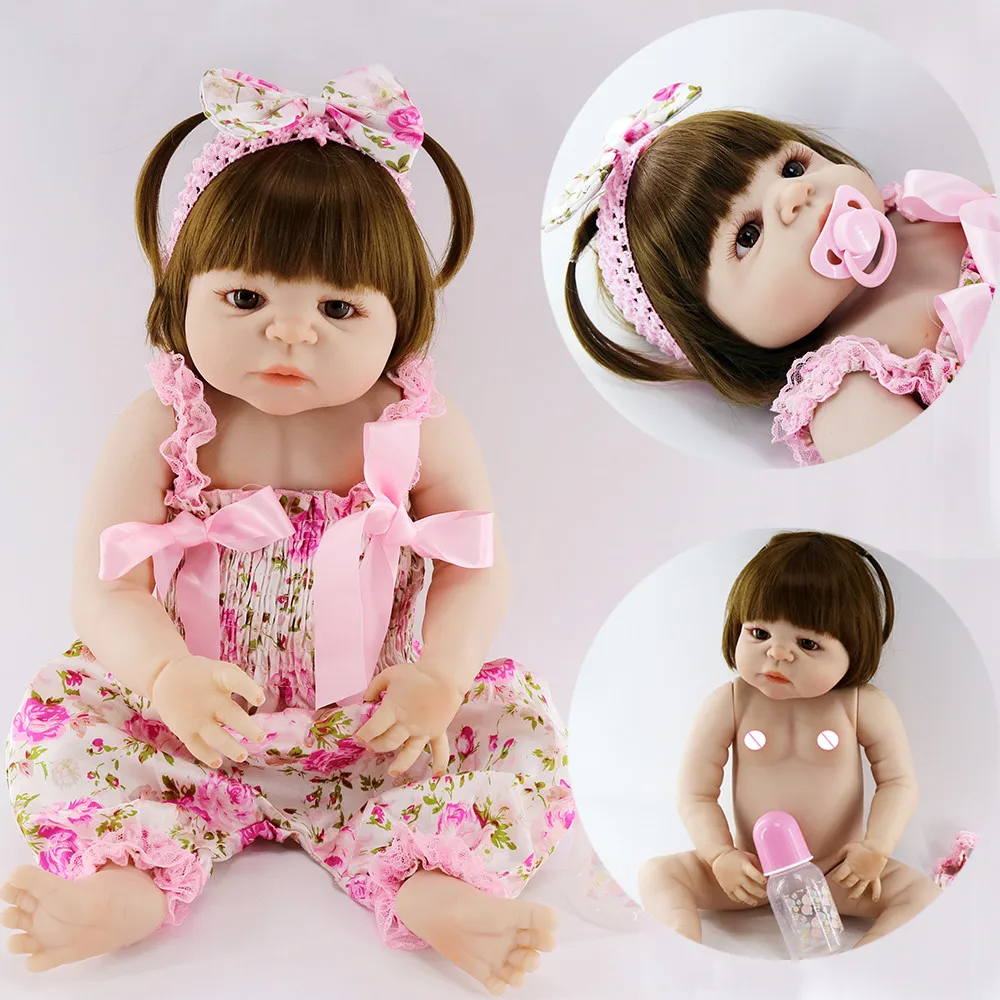 

22''55cm bebe alive reborn bonecas handmade Lifelike Reborn Baby Doll Girls Full Body Vinyl Silicone with Pacifier child gift