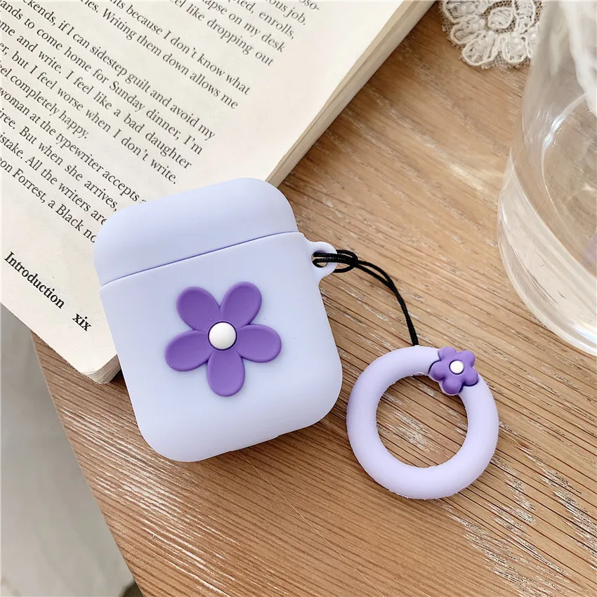Чехол для наушников с Bluetooth для airpods, милый мультяшный чехол, силиконовый мягкий 3D чехол с кольцом на палец, цветок, Микки, Минни, Улица Сезам, сделай сам