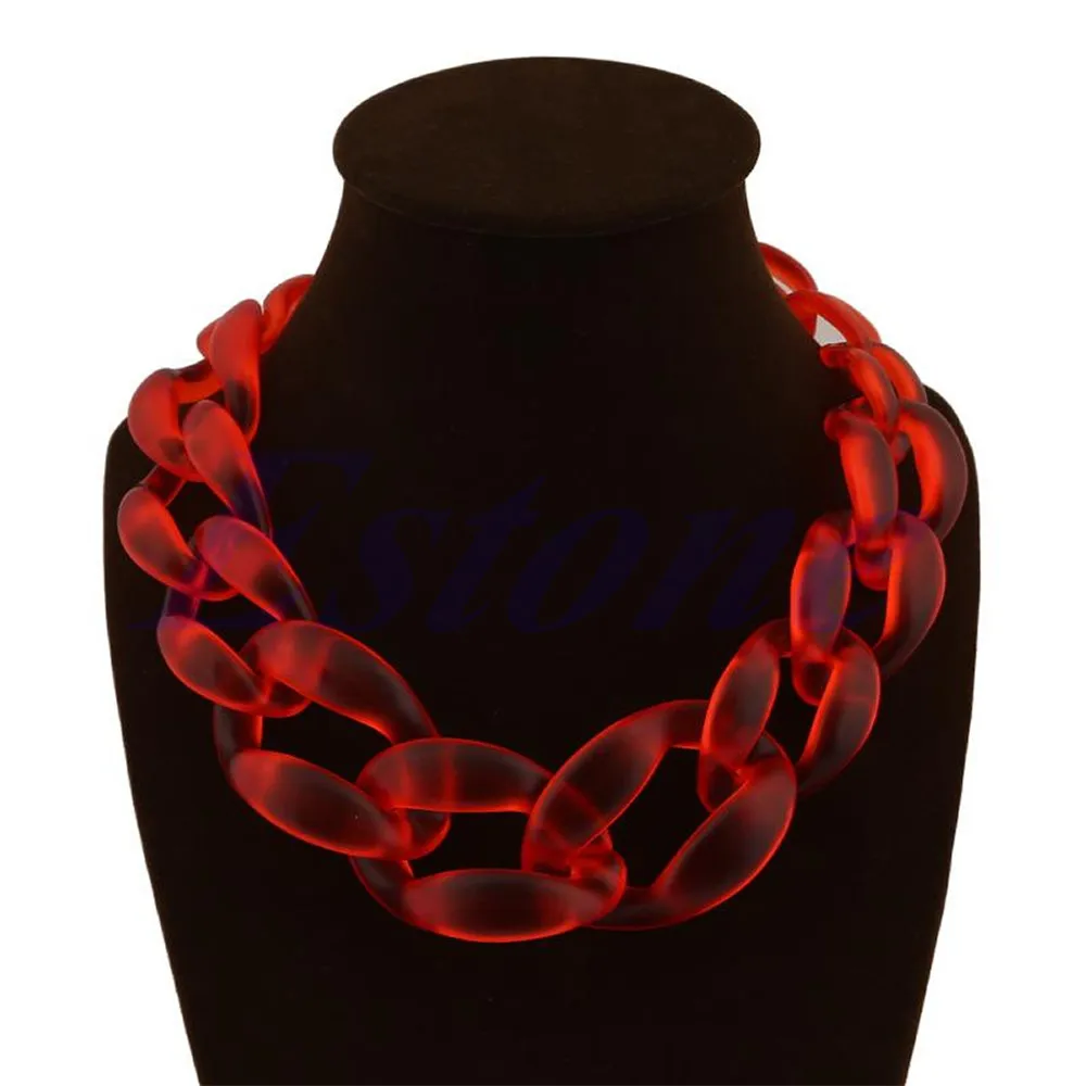 

JAVRICK Hot Lackingone Acrylic Collar Chunky Choker Statement Bib Chain Necklace Pendants 5 Color