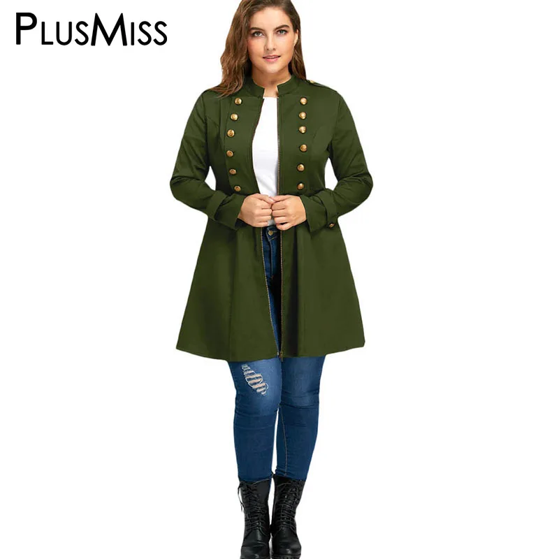 Plus Size 5XL Autumn Winter 2017 Double Breasted Flare Coat Women Oversized Zipper Trench Windbreaker Female Outerwear | Женская одежда