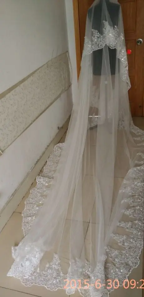 Реальное изображение Королевского собора Поезд два слоя элегантный 4 м кружева