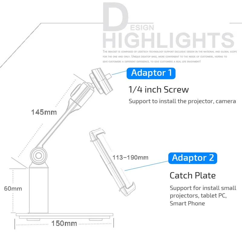 AUN Projector Bracket Adjustable Holder. Support Projection onto the wall or Ceiling. Stand SDJ3Y | Электроника