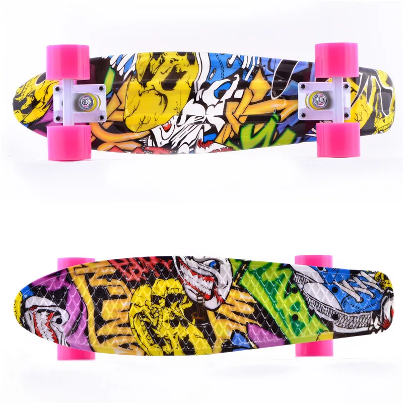 Скейтборд с рисунком рыбы 22 дюйма скейтборд пастельного цвета банана мини