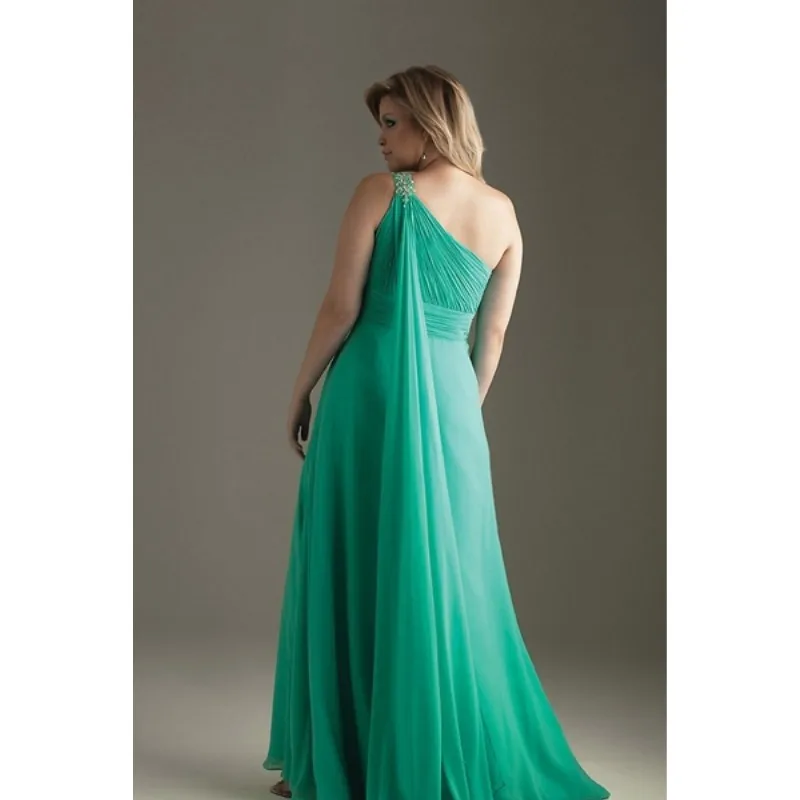 Плюс Размер Вечерние Платья Оборками Бисероплетение/Блестки Длина Пола Одно