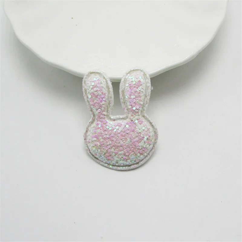 Rabbit offwhite-5pcs Блестящий карамельный цвет кролик в форме головы накладки патчи Аппликации для рукоделия швейные принадлежности "сделай сам" заколки для волос аксессуары - Цвет: Rabbit offwhite-5pcs